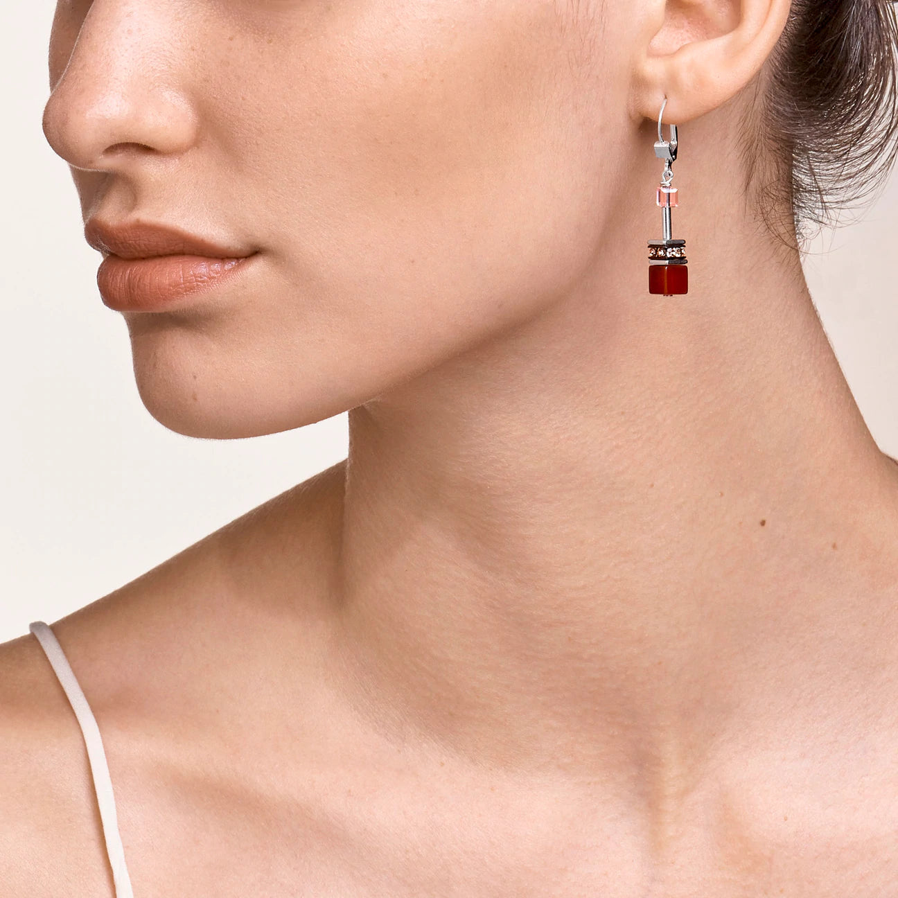 Coeur De Lion GeoCUBE® Red Purple Earrings