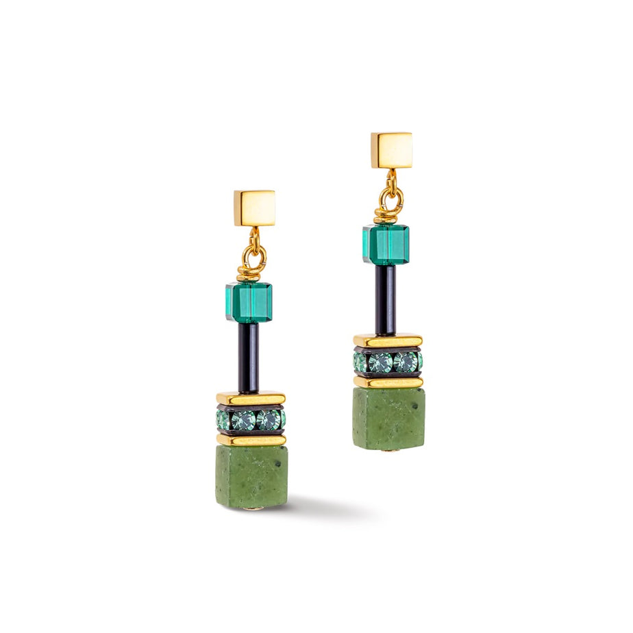 Coeur De Lion GeoCUBE® Precious Green Drop Earrings