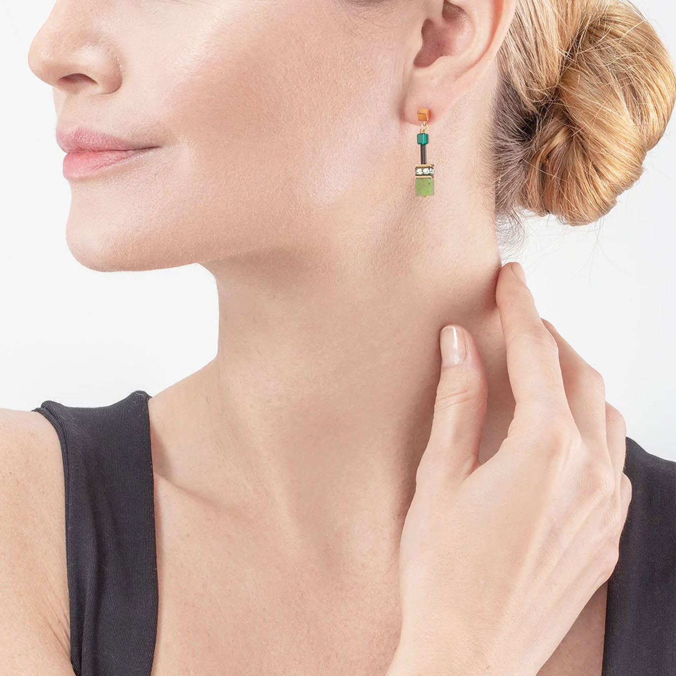 Coeur De Lion GeoCUBE® Precious Green Drop Earrings