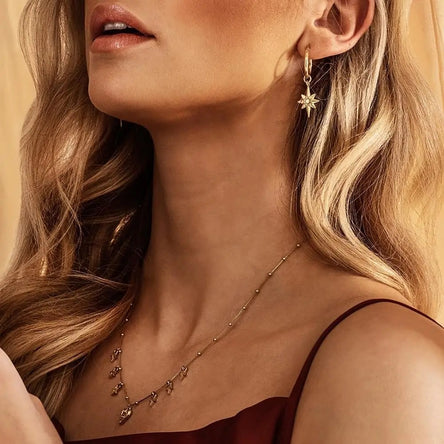 ChloBo Yellow Gold Lucky Star Hoop Earrings