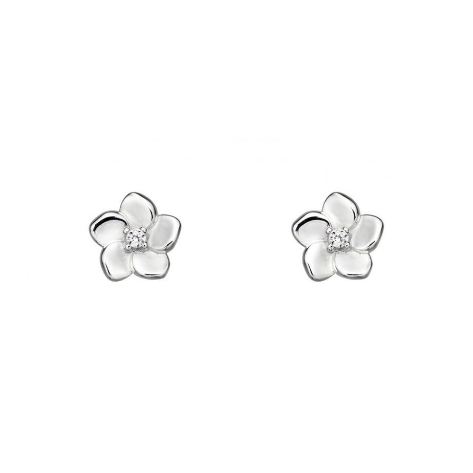 Sterling Silver Cherry Blossom Stud Earrings