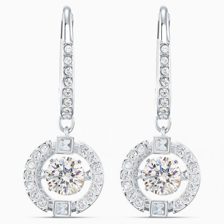 Swarovski Sparkling Dance Pierced Earrings, White, Rhodium Plated