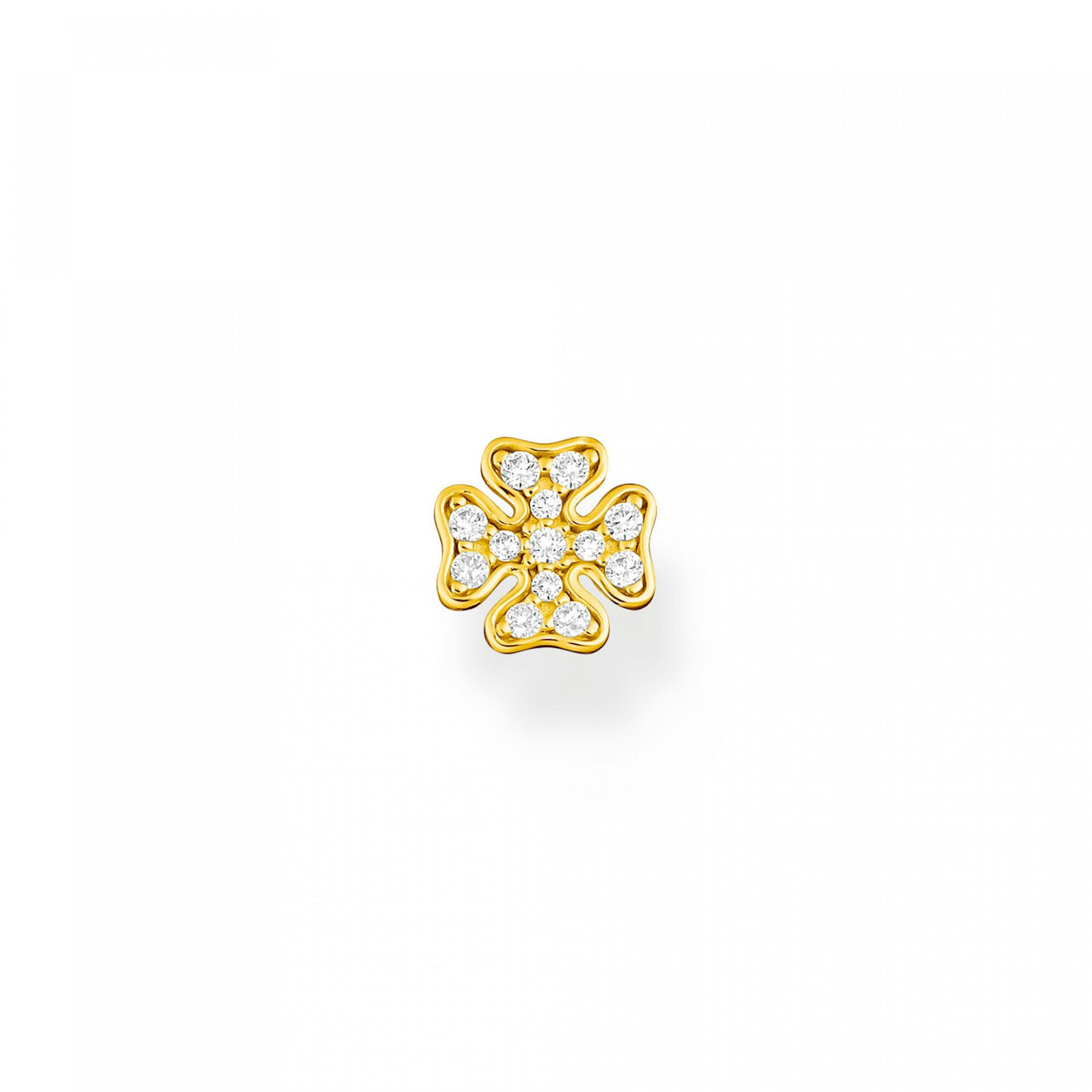 Thomas Sabo Single Yellow Gold Cloverleaf Stud Earrings