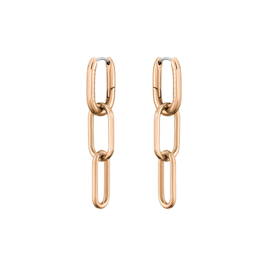 Boss Ladies Tessa Rose Gold Link Drop Earrings