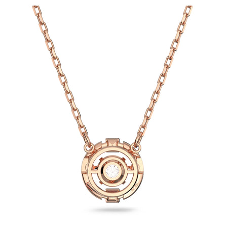 Swarovski White Sparkling Dance Round Necklace, Rose Gold tone plated