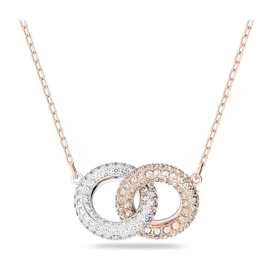 Swarovski Silver and Rose Gold Crystal Circles Necklace