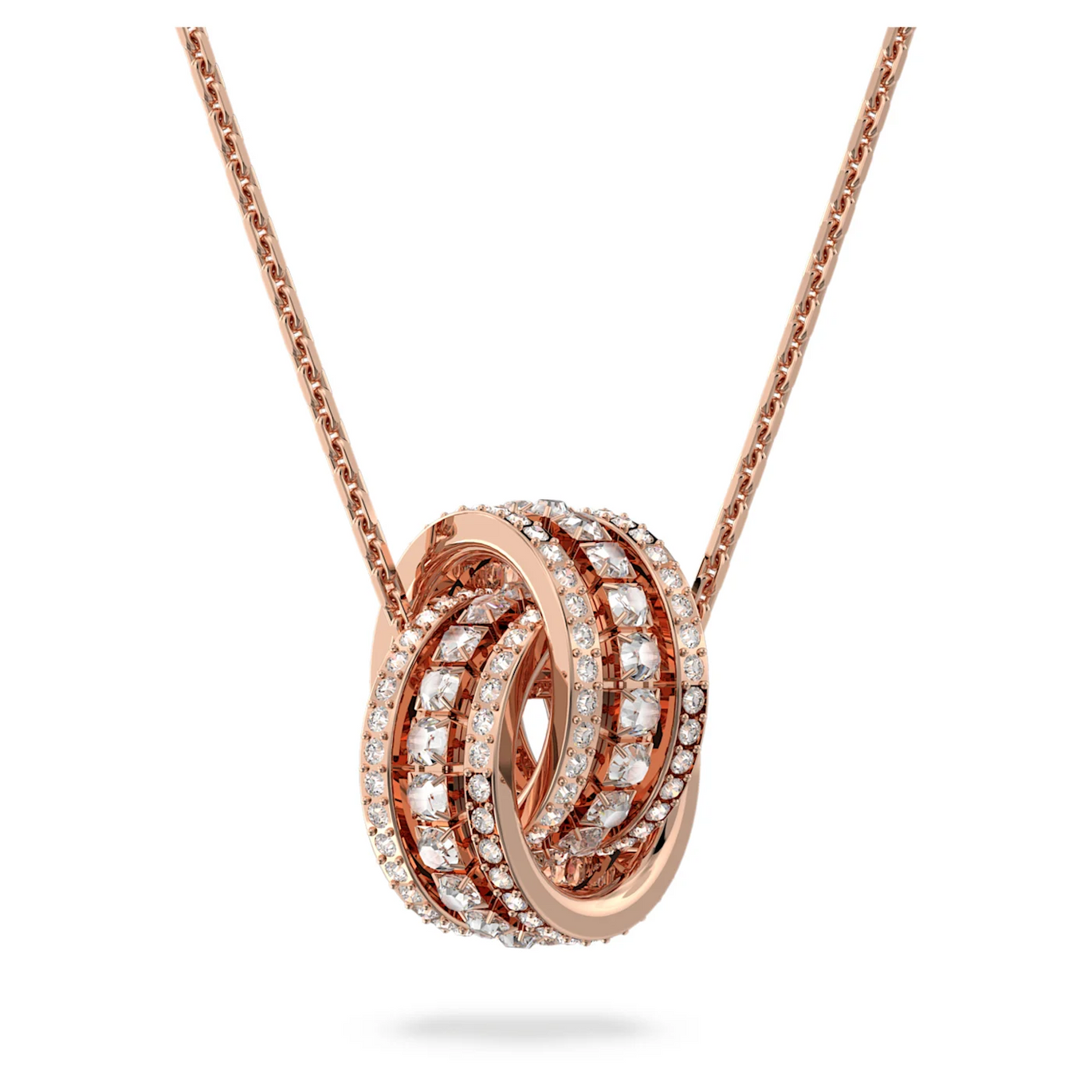 Swarovski double ring pavé pendant necklace deals
