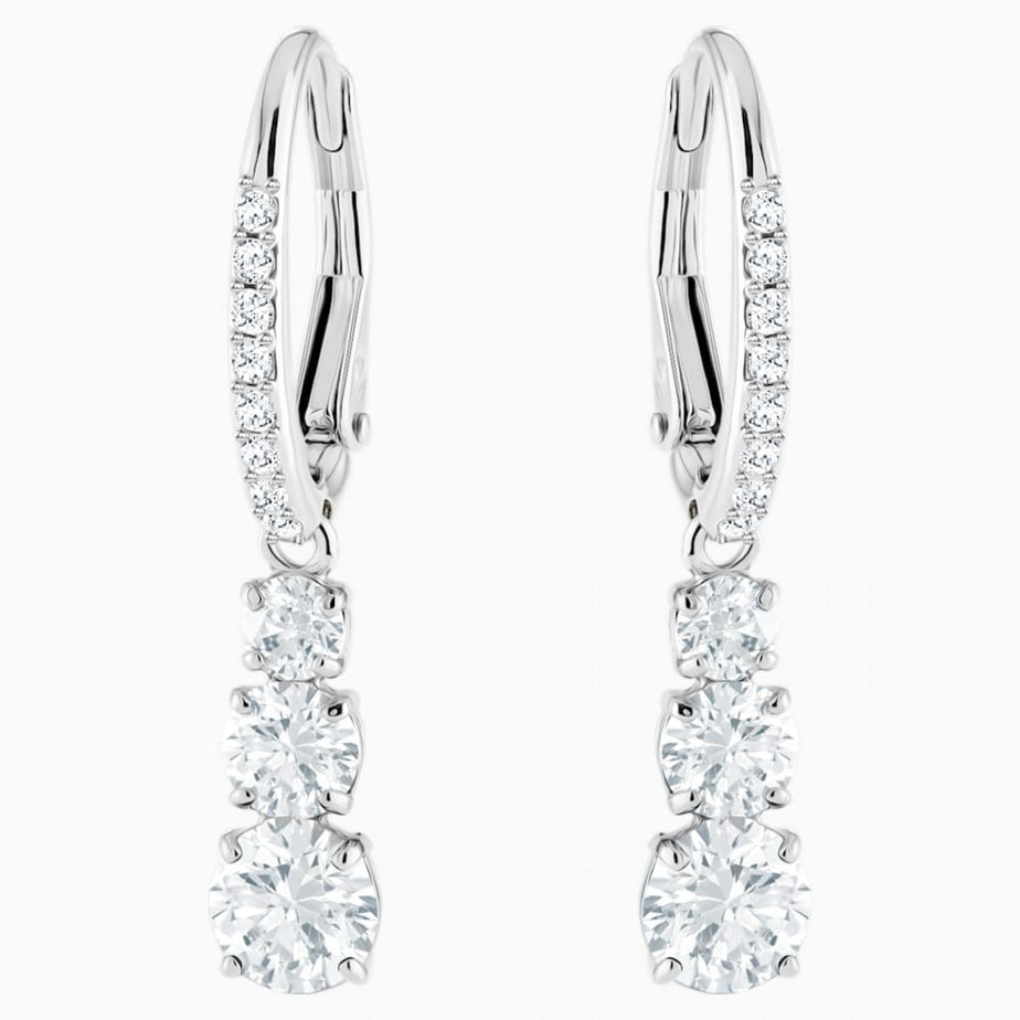 Swarovski Attract Trilogy Earrings, White, Rhodium Plated