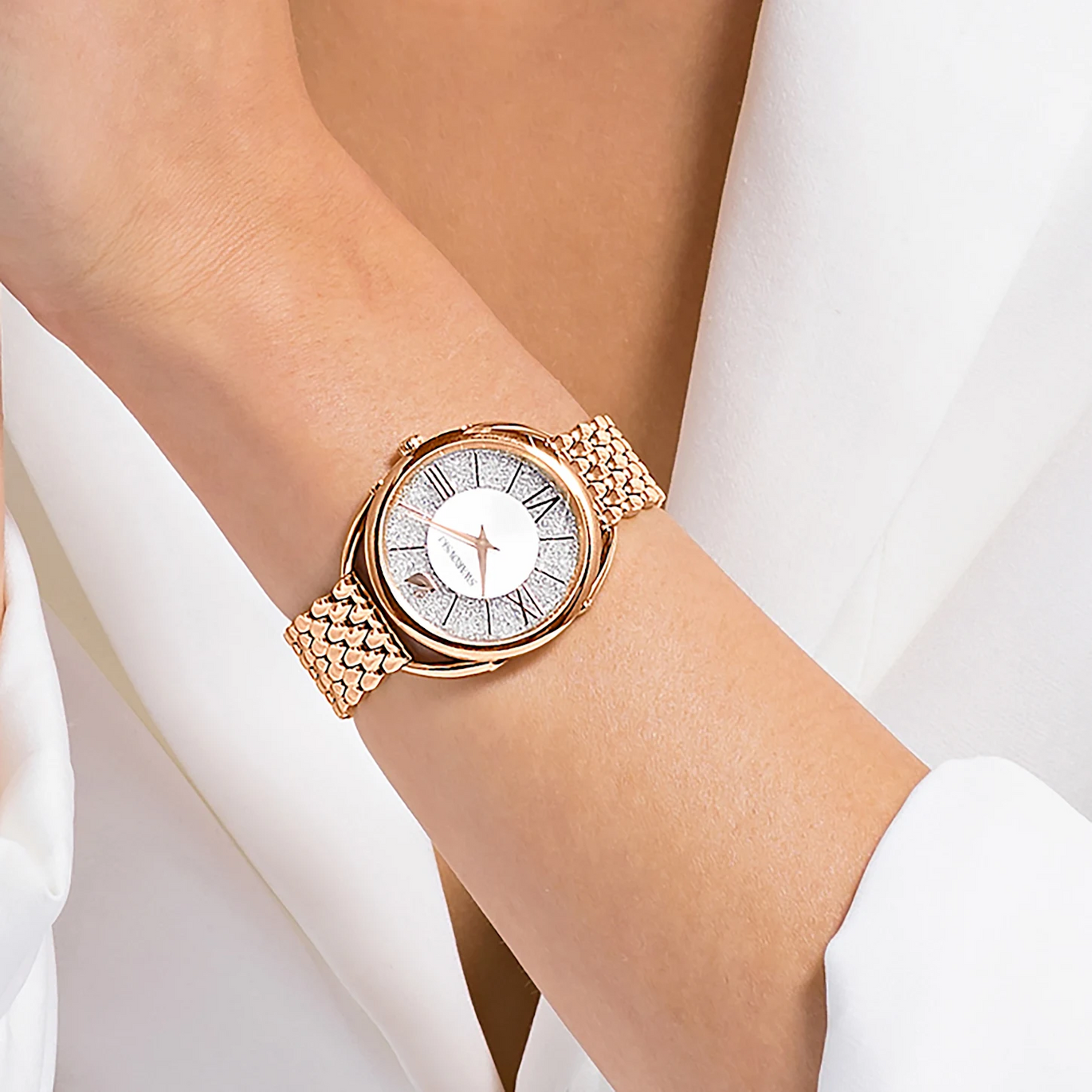 Swarovski crystalline 2025 watch rose gold