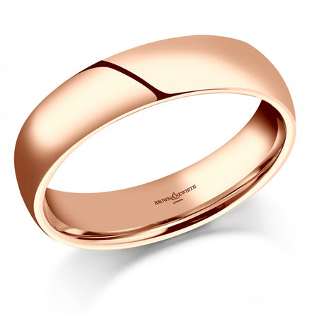 Men's 18ct Rose Gold 6mm Lighter Court Wedding Ring