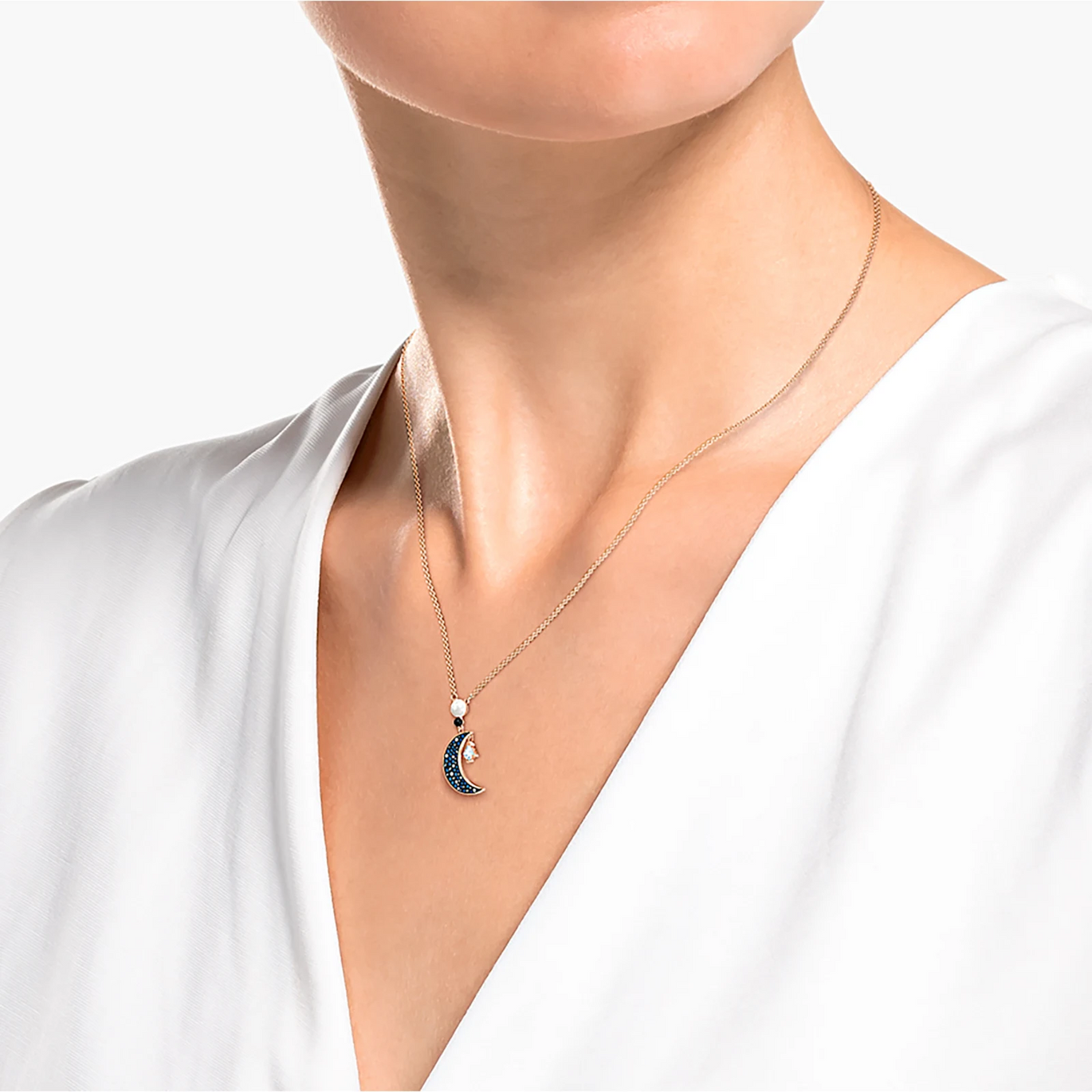 Swarovski Symbolic Moon and star Pendant Multicoloured Rose gold ton