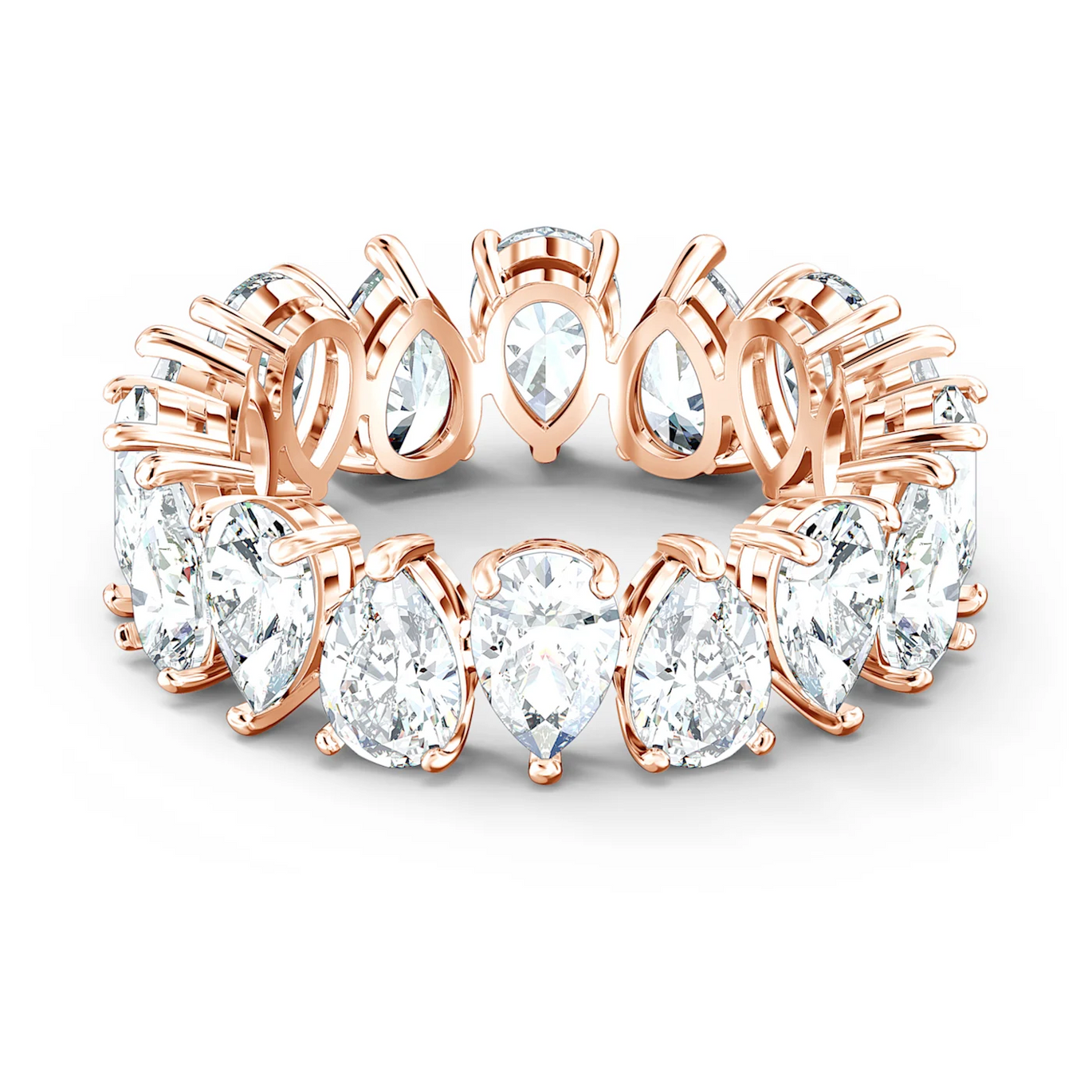 Swarovski Vittore Pear Ring, White, Rose gold tone plated