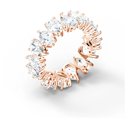 Swarovski Vittore Pear Ring, White, Rose gold tone plated