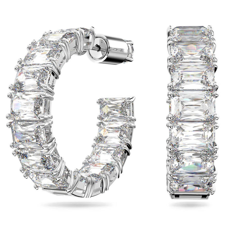 Swarovski Millenia Octagon Cut Hoop Earrings Rhodium Plated