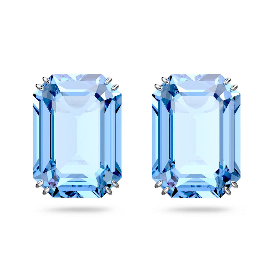 Swarovski Millenia Stud Earrings Octagon cut crystals, Blue, Rhodium
