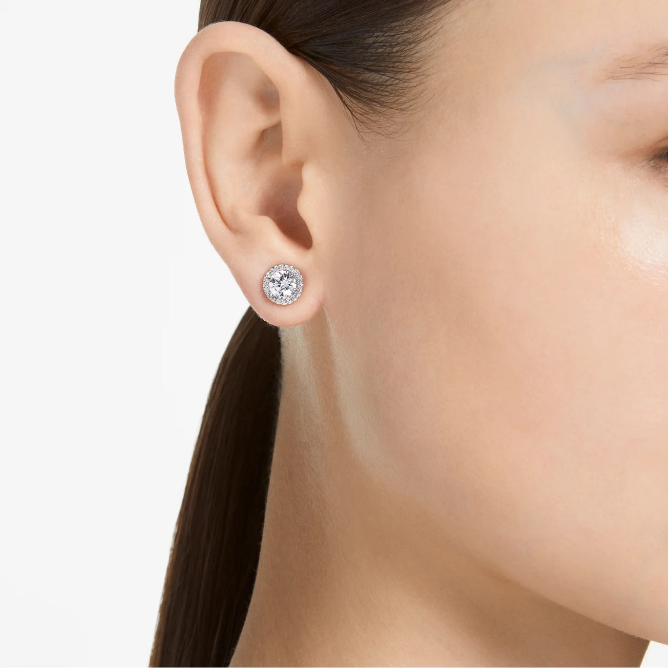 Swarovski Constella Pavé Stud Earrings Rhodium Plated