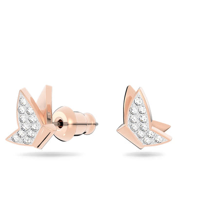 Swarovski Lilia Butterfly Stud Earrings, White, Rose gold tone plated
