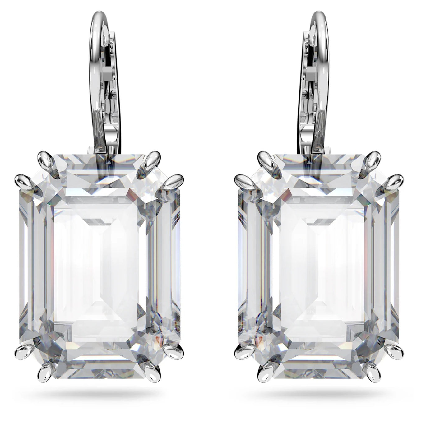 Swarovski Millenia Octagon Cut White drop earrings, Rhodium Plated