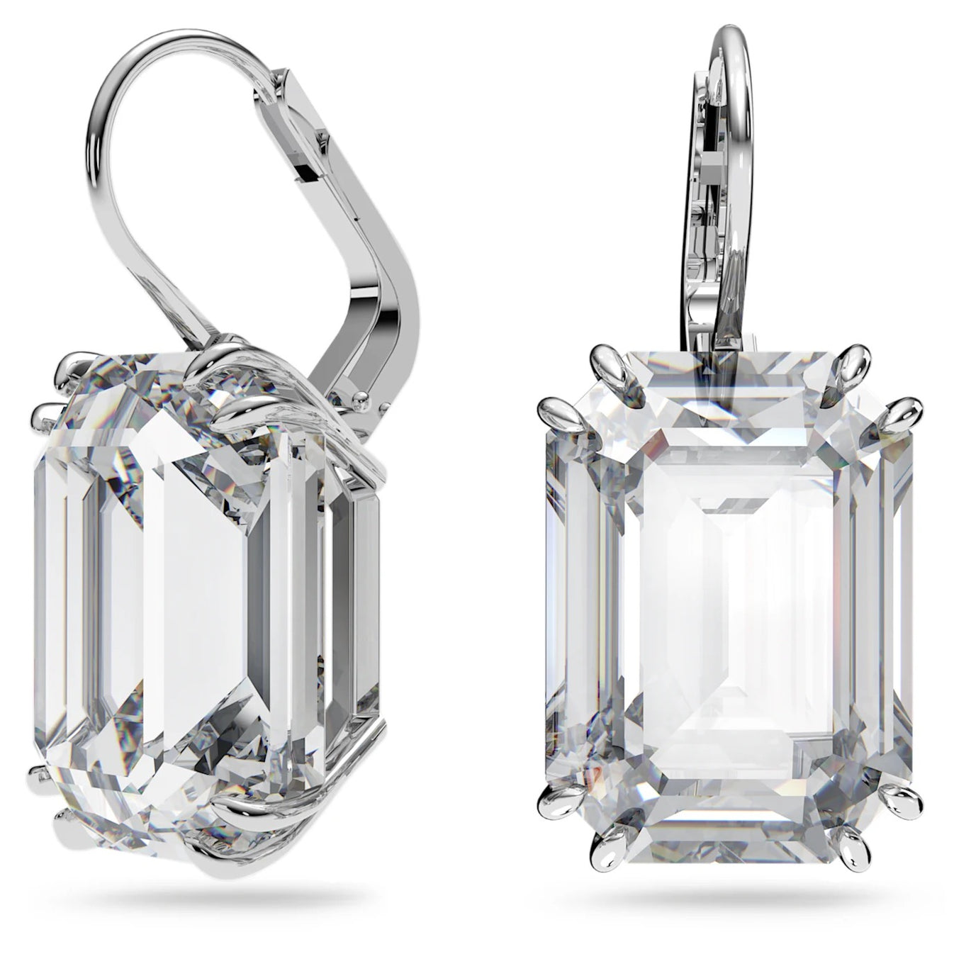 Swarovski Millenia Octagon Cut White drop earrings, Rhodium Plated