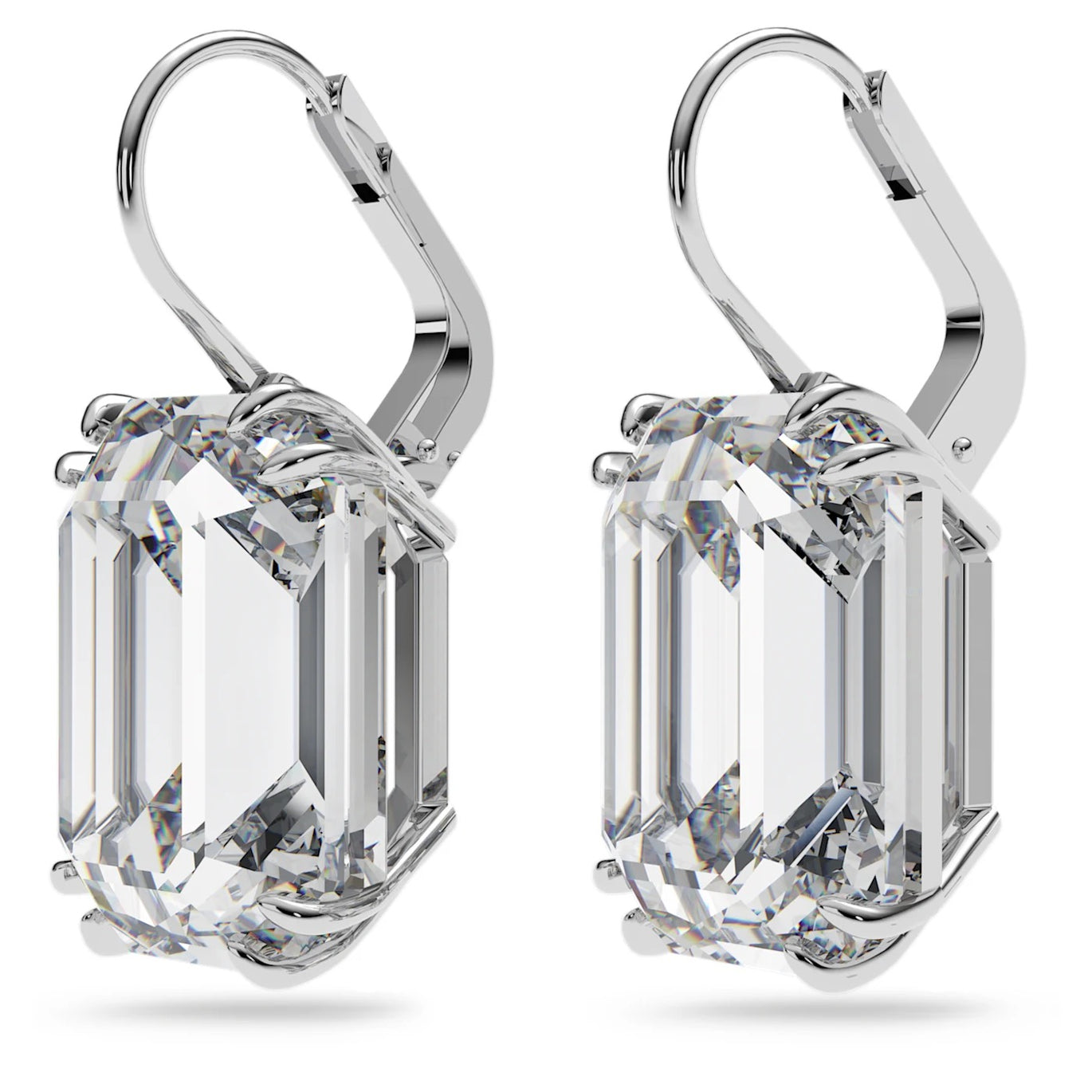 Swarovski Millenia Octagon Cut White drop earrings, Rhodium Plated