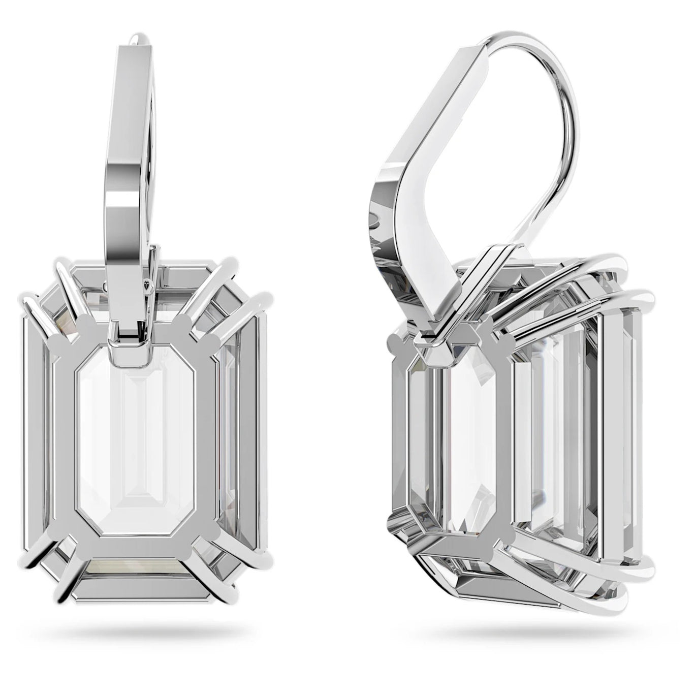 Swarovski Millenia Octagon Cut White drop earrings, Rhodium Plated