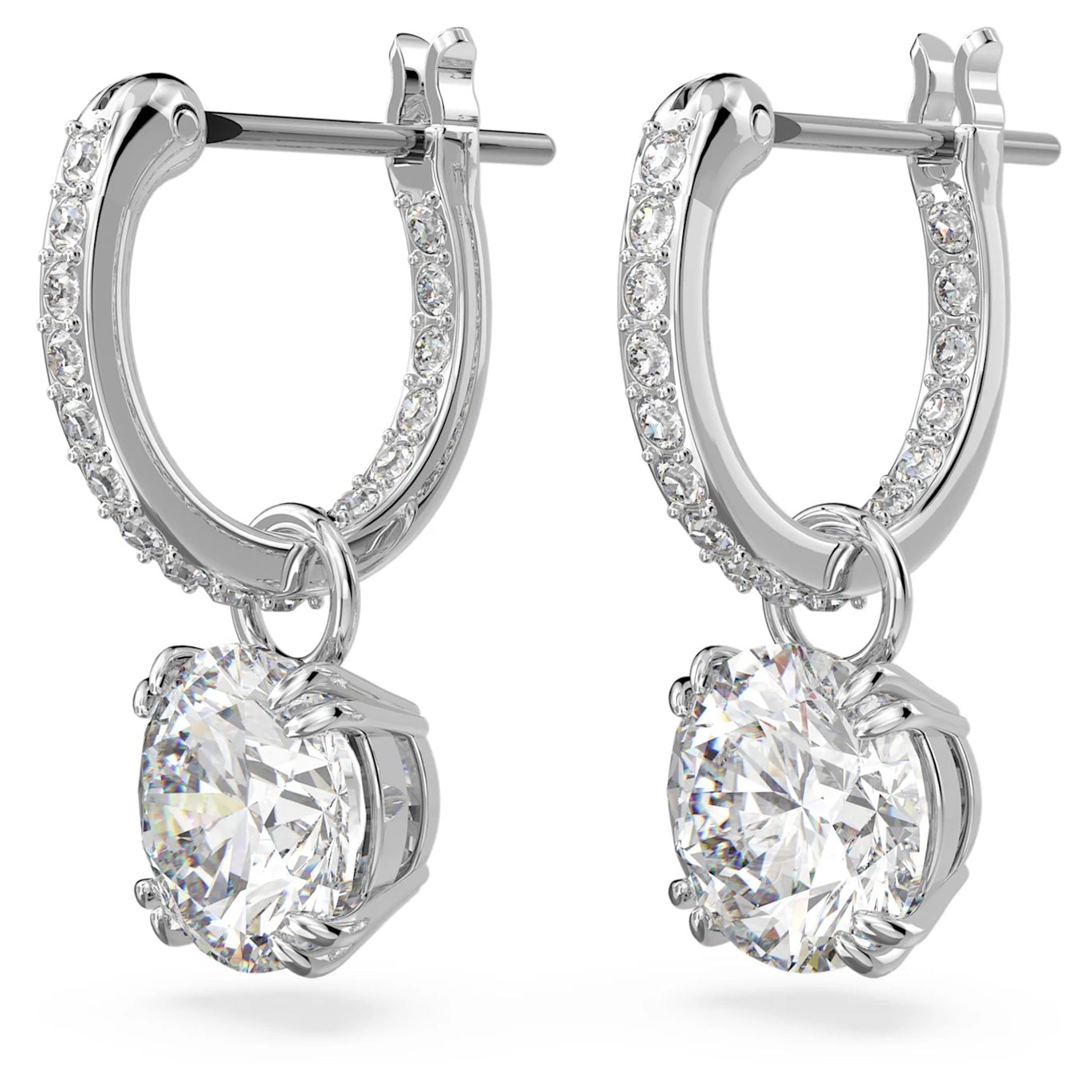 Swarovski Constella Hoop Drop Earrings Rhodium Plated