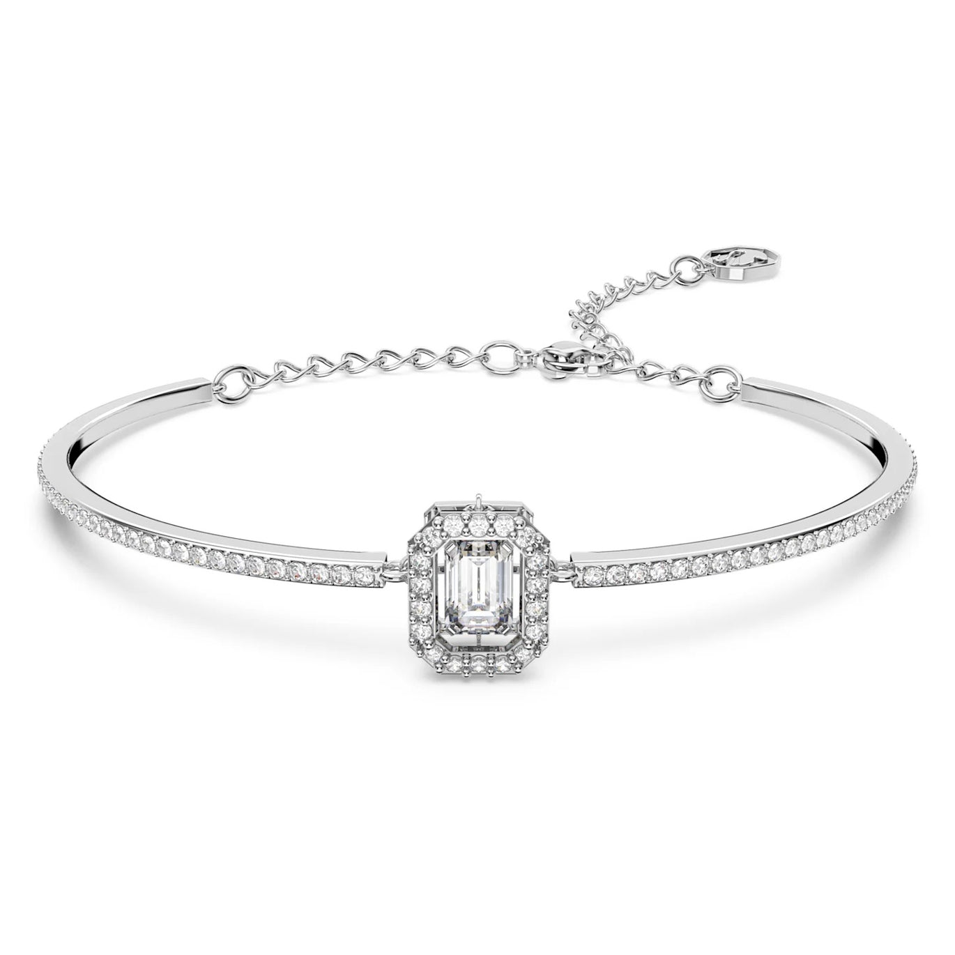 Swarovski Millenia Pavé Bangle with White Octagon Cut, Rhodium plated