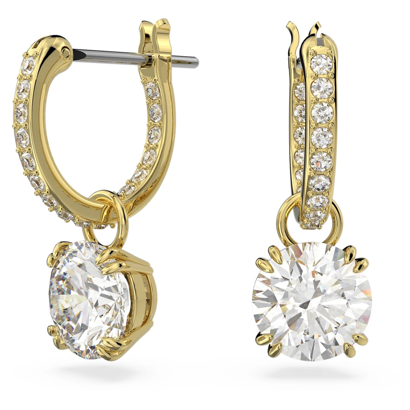 Swarovski Constella Hoop Drop Earrings Yellow Gold Plated