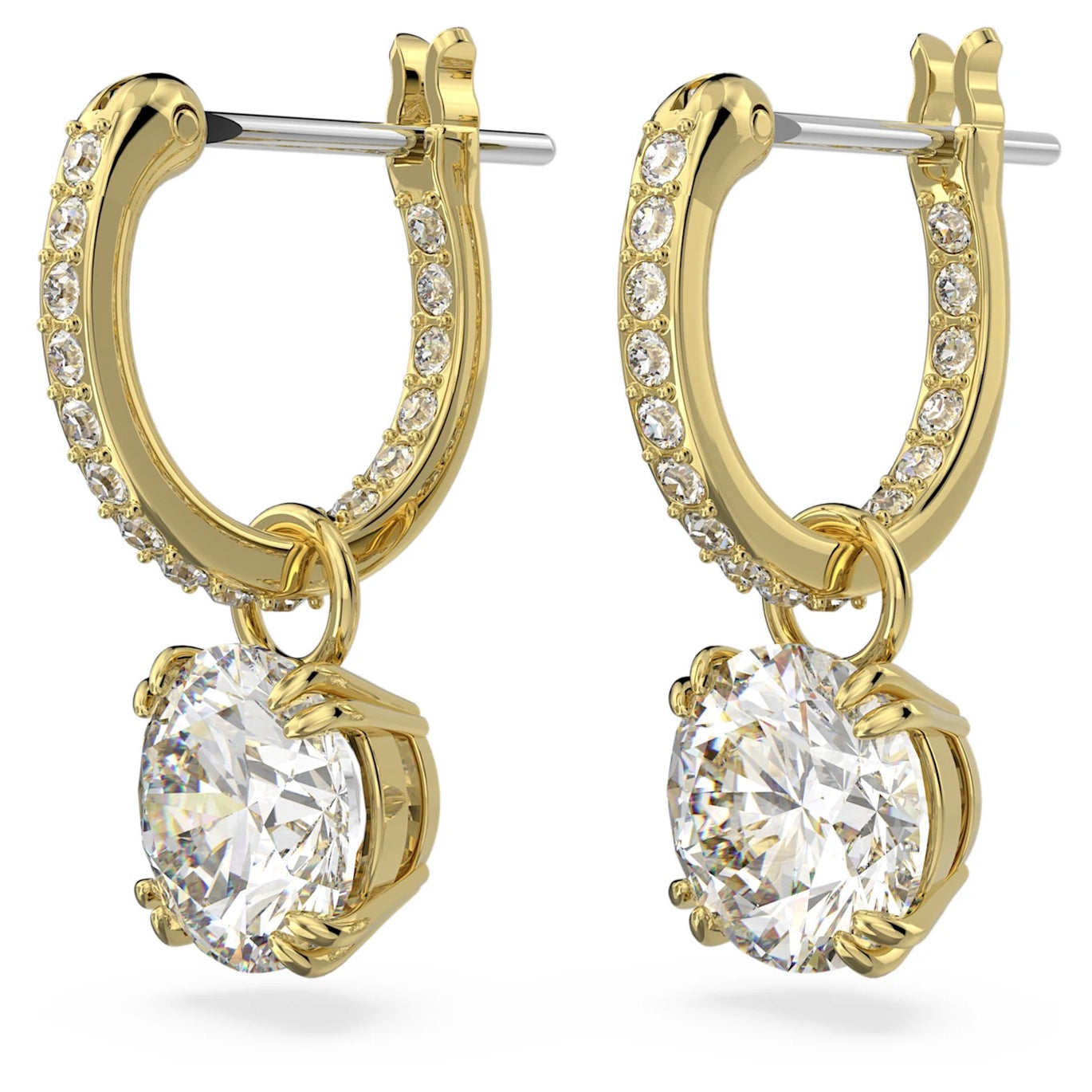 Swarovski Constella Hoop Drop Earrings Yellow Gold Plated