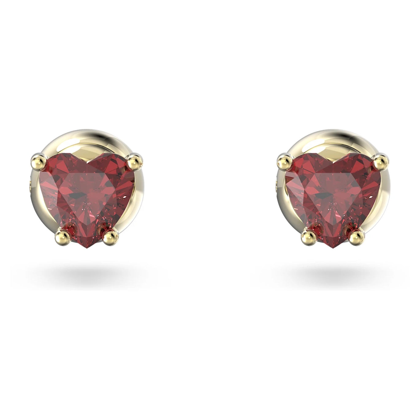 Swarovski Stilla Red Heart Stud earrings, Gold-tone plated