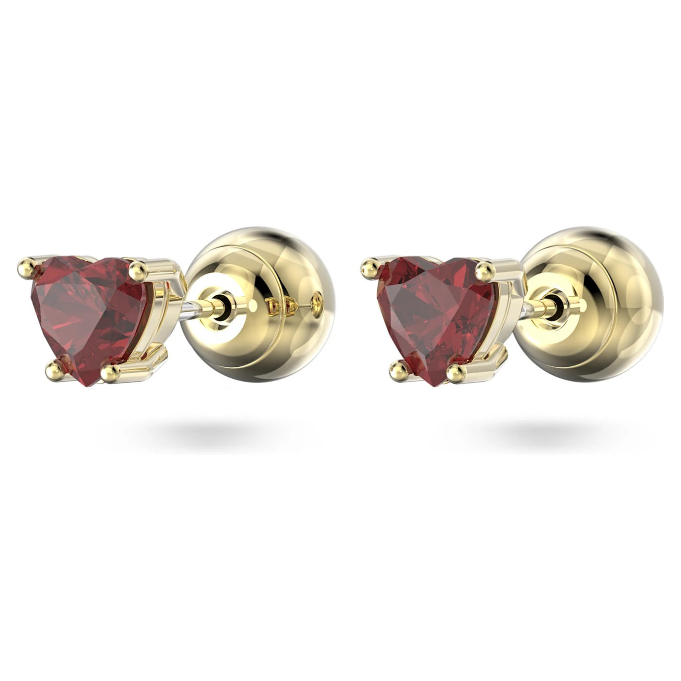 Swarovski Stilla Red Heart Stud earrings, Gold-tone plated