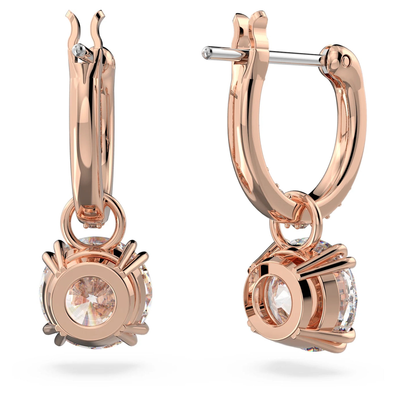 Swarovski Constella Hoop Drop Earrings Rose Gold Plated