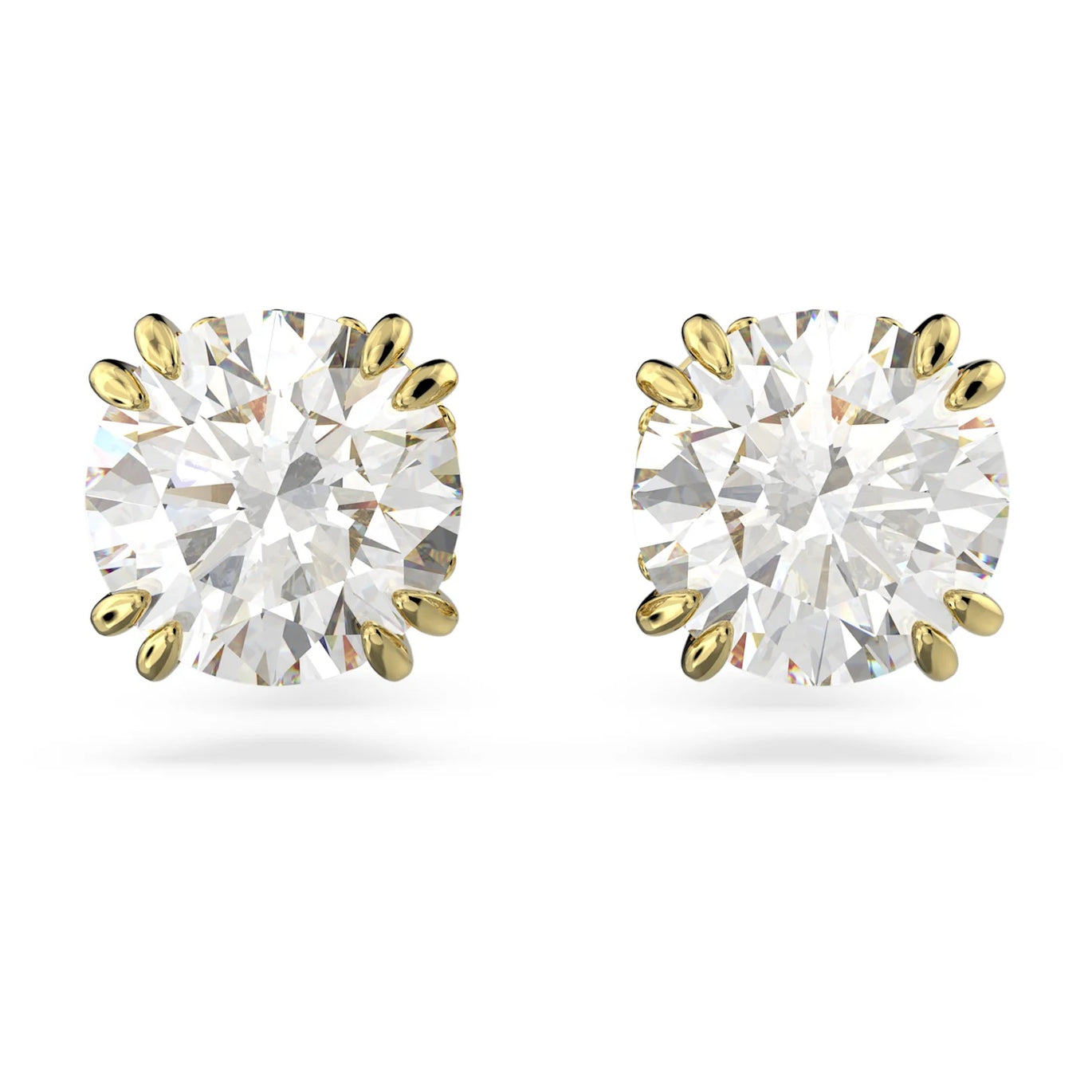 Swarovski Stilla stud earrings Round cut, White, Gold-tone plated