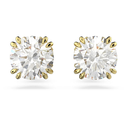 Swarovski Stilla stud earrings Round cut, White, Gold-tone plated