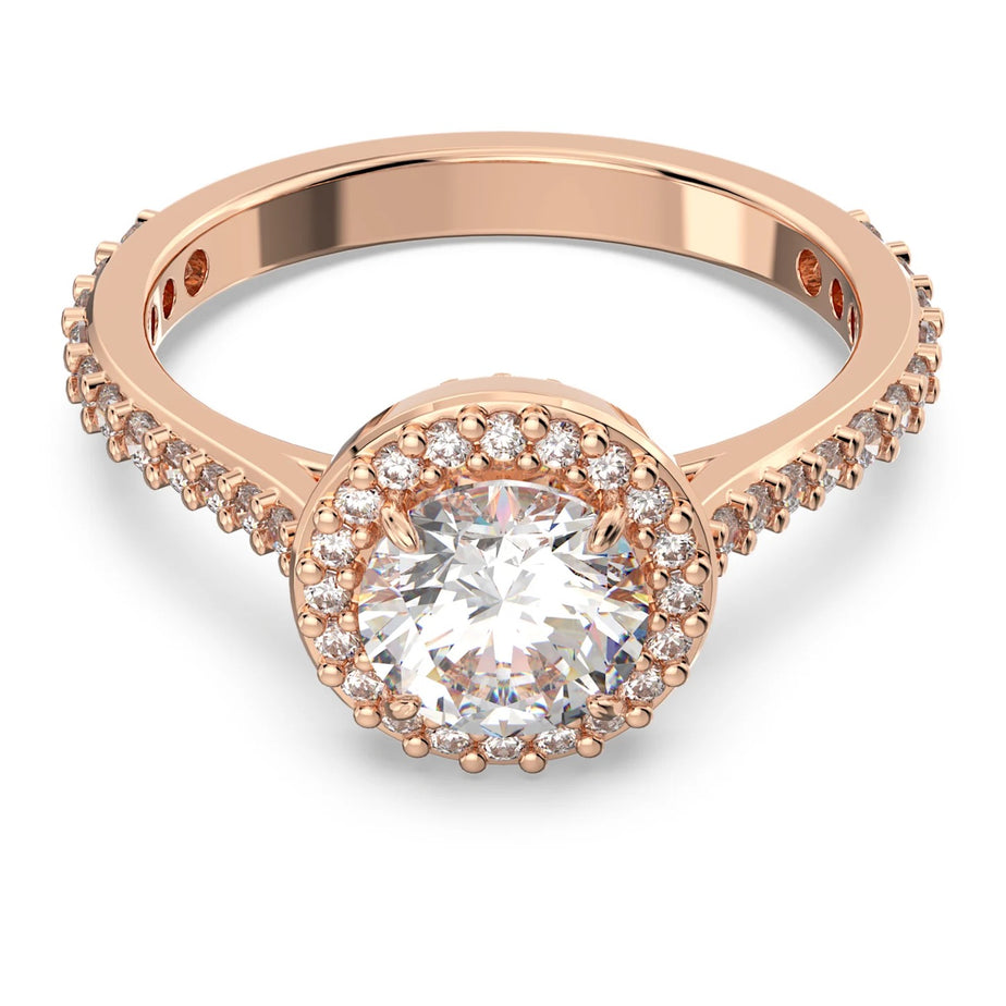 Swarovski Constella cocktail ring Round cut, Pavé, White, Rose gold-tone plated