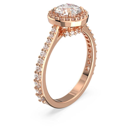 Swarovski Constella cocktail ring Round cut, Pavé, White, Rose gold-tone plated