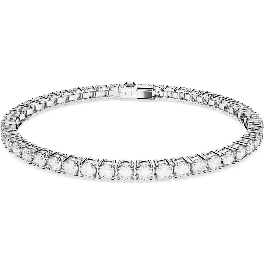 Swarovski Silver Matrix Tennis Bracelet with White Stones