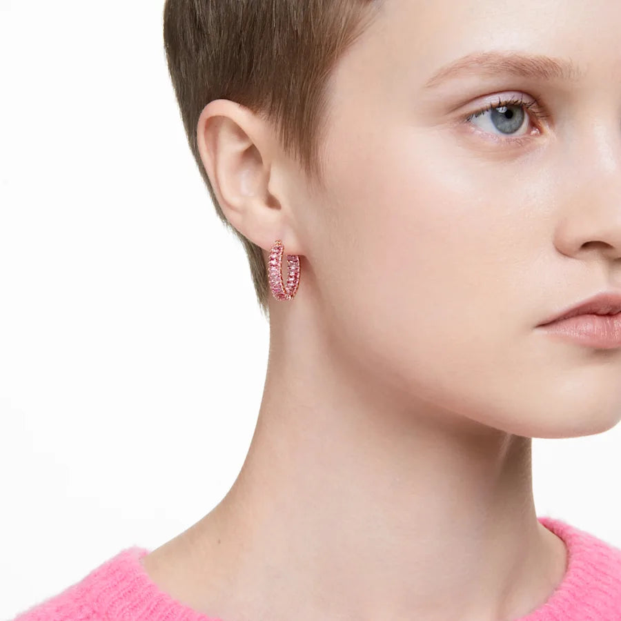 Swarovski Matrix Hoop Earrings Pink
