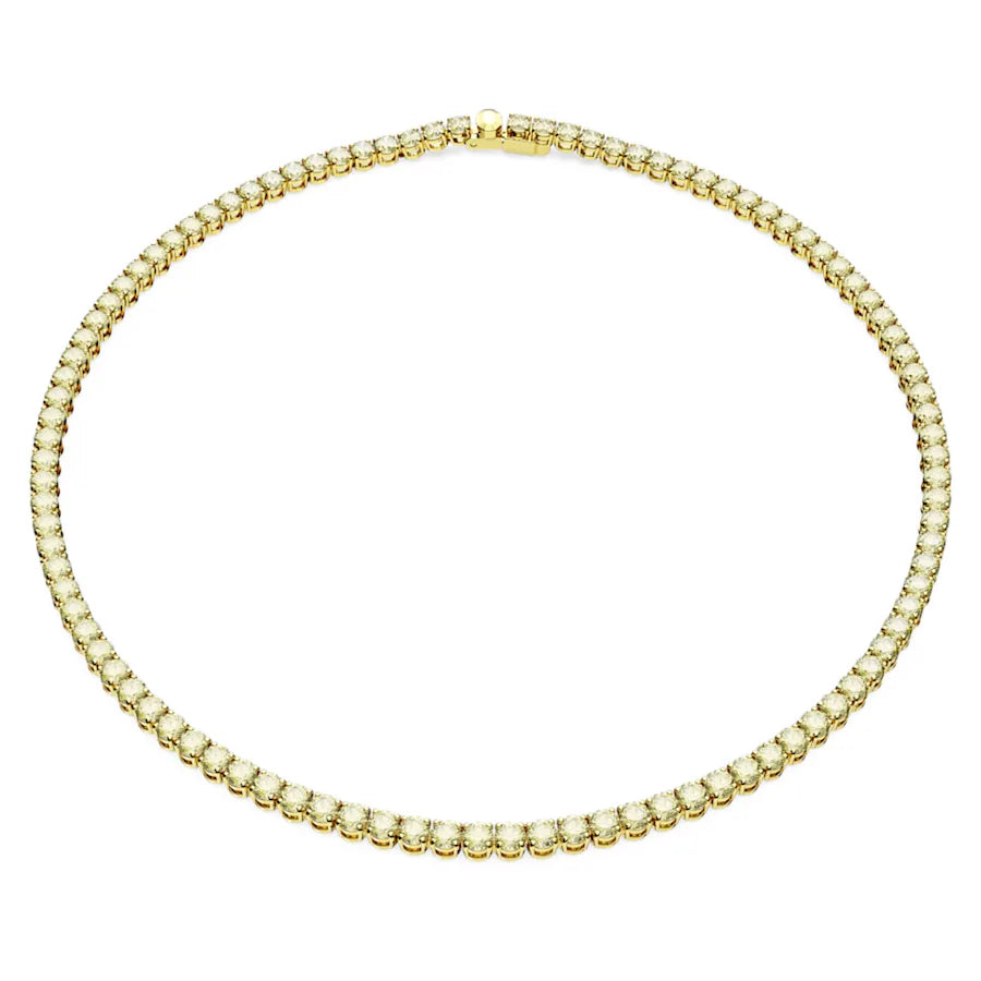 Swarovski Gold Matrix Necklace with Small Yellow Stones - Medium