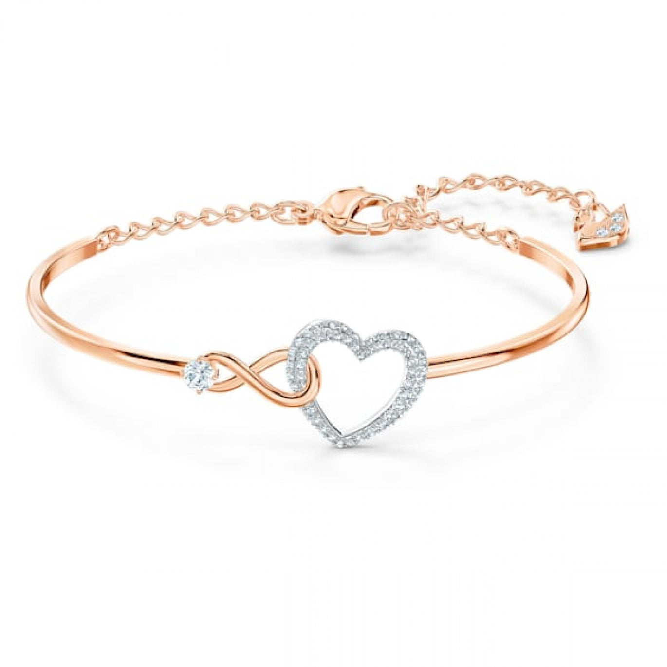 Swarovski Infinity Heart Bangle, White, Mixed Metal Finish