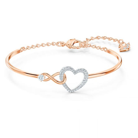 Swarovski Infinity Heart Bangle, White, Mixed Metal Finish