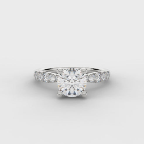 Platinum Solitaire Diamond With Under Halo & Diamond Shoulders Engagement Ring
