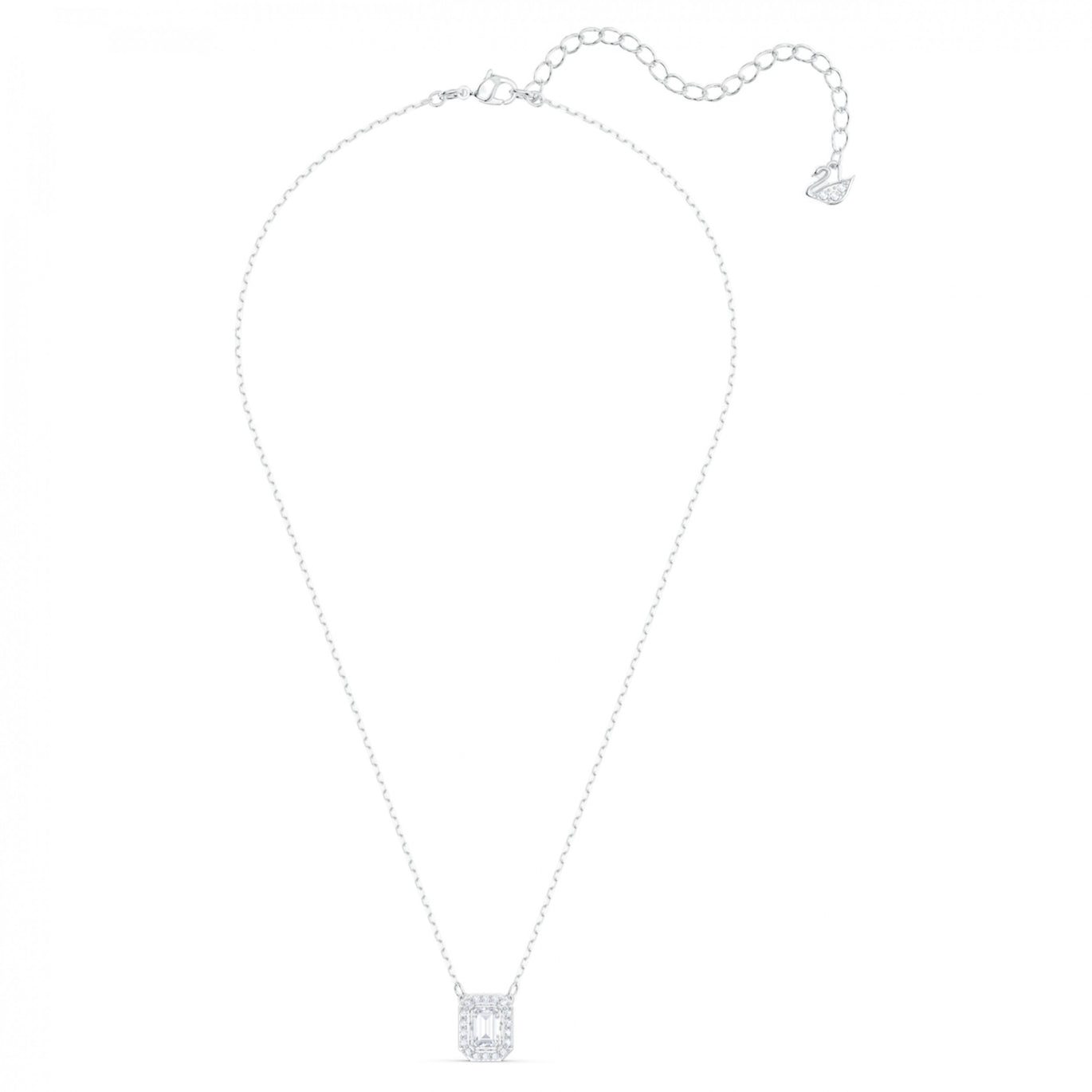Swarovski Millenia necklace, Square Swarovski zirconia, White, Rhodium plated