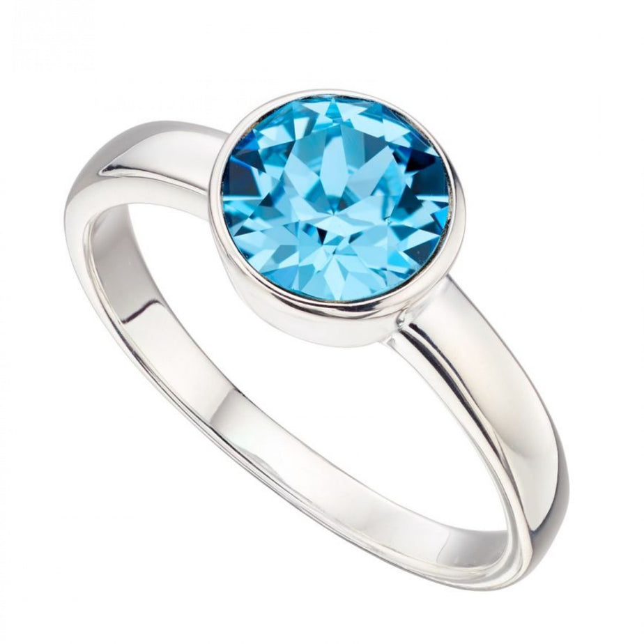 March Crystal Birthstone Ring