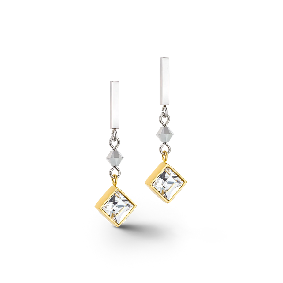 Coeur De Lion Square Gold Crystal Earrings