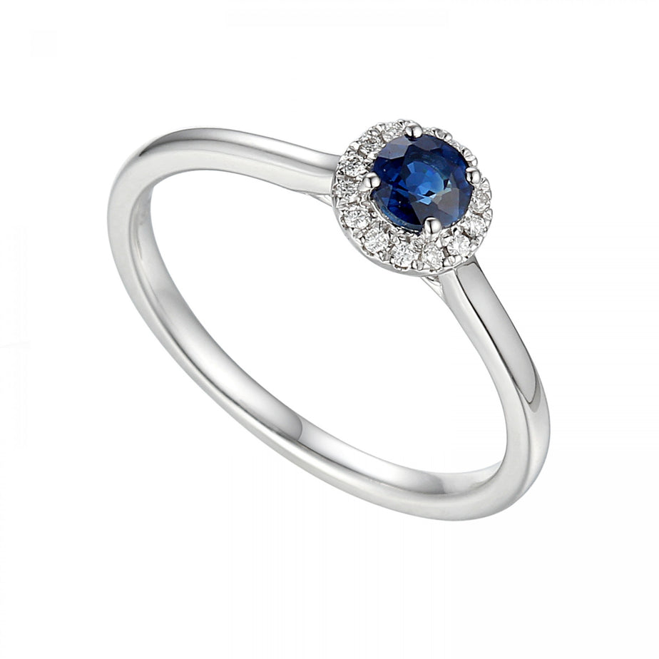 9ct White Gold, Diamond & Sapphire Ring