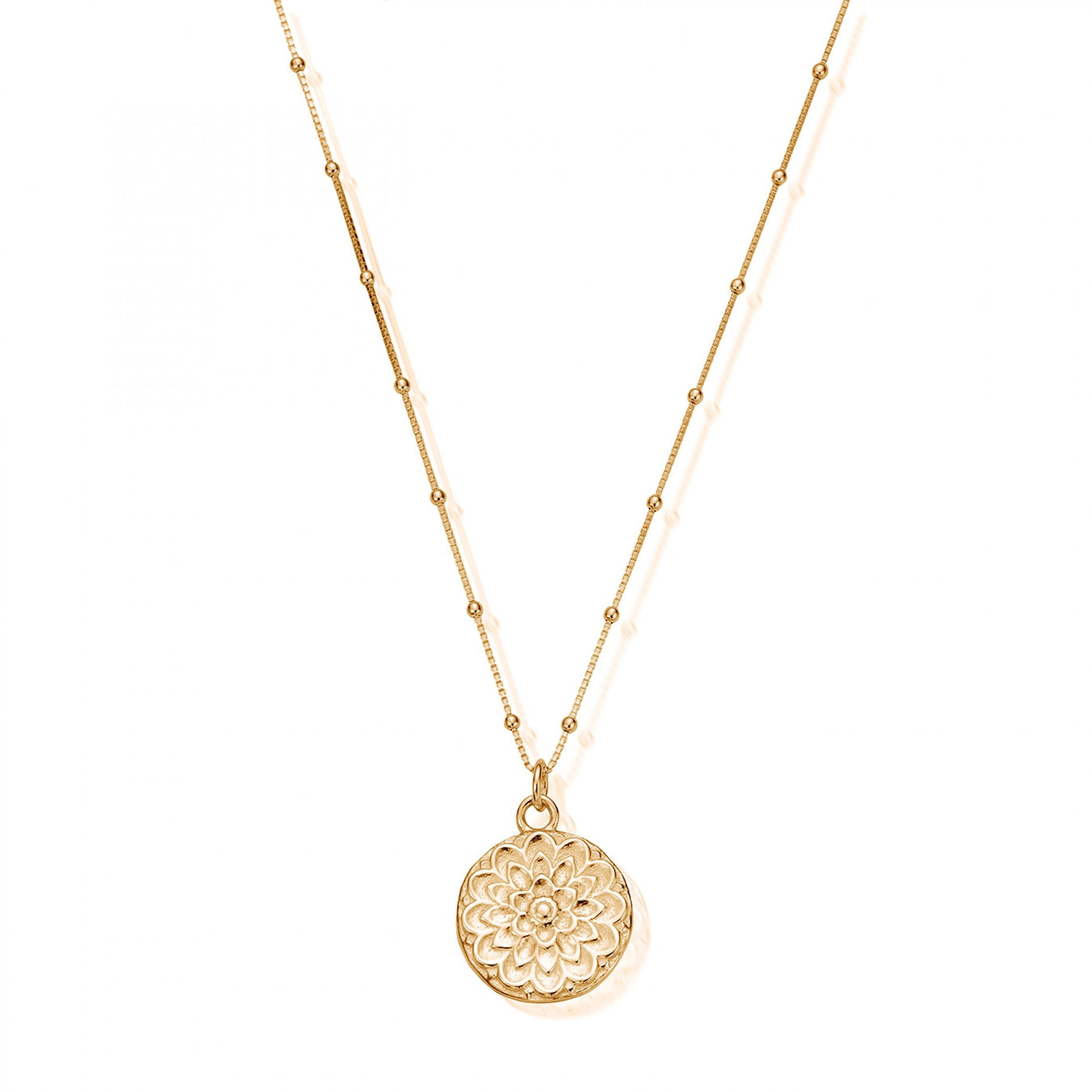 ChloBo Gold Plated Bobble Chain Moon Flower Necklace