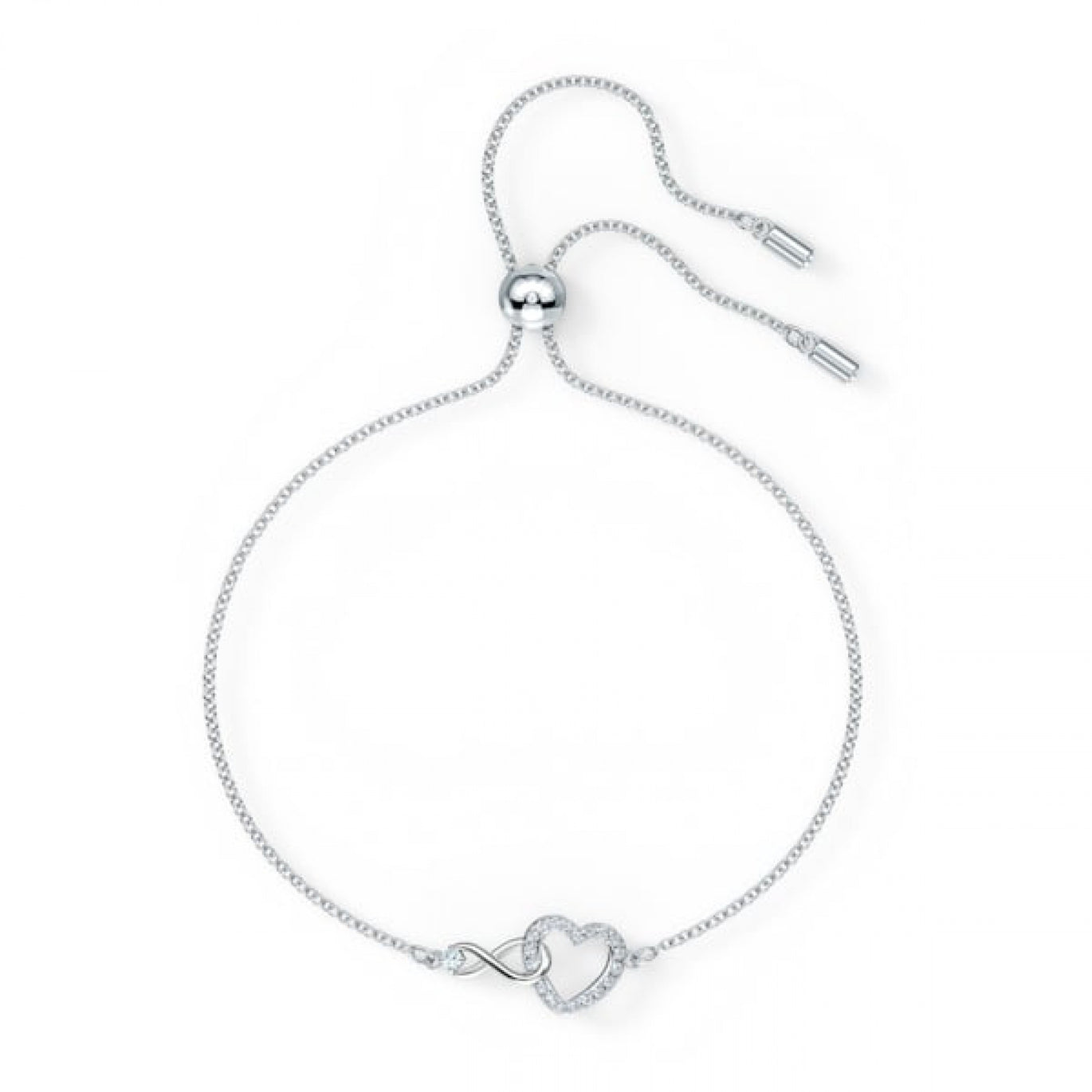Swarovski Infinity Heart Bracelet, White, Rhodium Plated