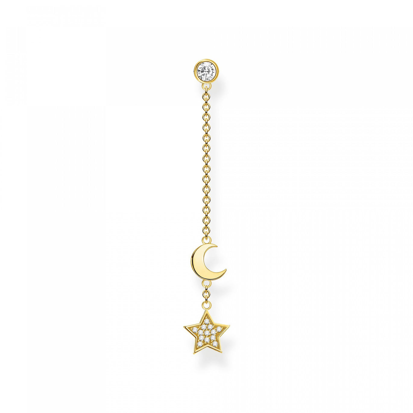 Thomas Sabo Single Drop Earring Star & Moon Yellow Gold