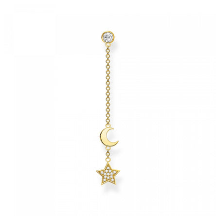 Thomas Sabo Single Drop Earring Star & Moon Yellow Gold